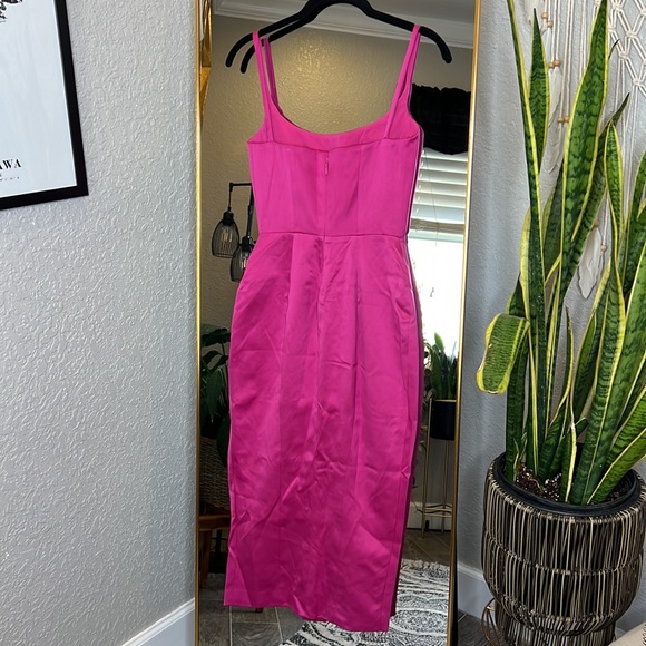 House or CB ‘Casimira’ Pink Satin Corset Midi Dress NWOT - Picture 15 of 16